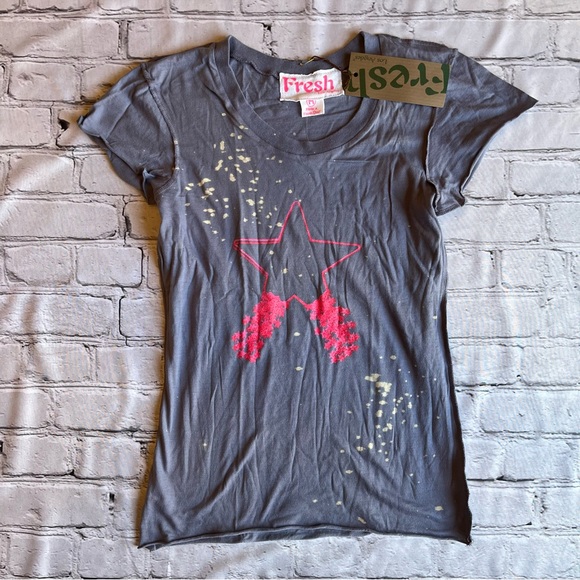 Fresh LA Y2K Stars T-shirt New NWT Medium Splattered Purple - Picture 1 of 7